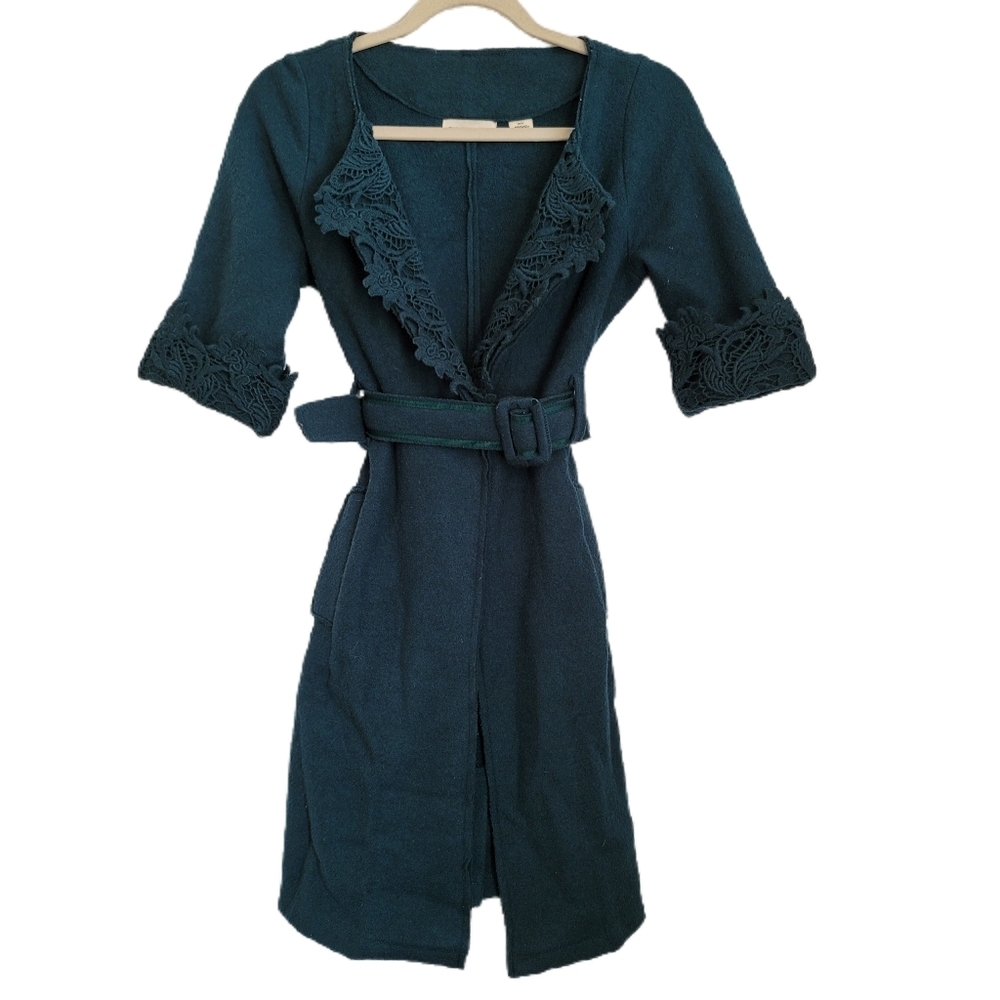 Anthropologie Wool Coat XS Sleeping On Snow Intelligencer Green